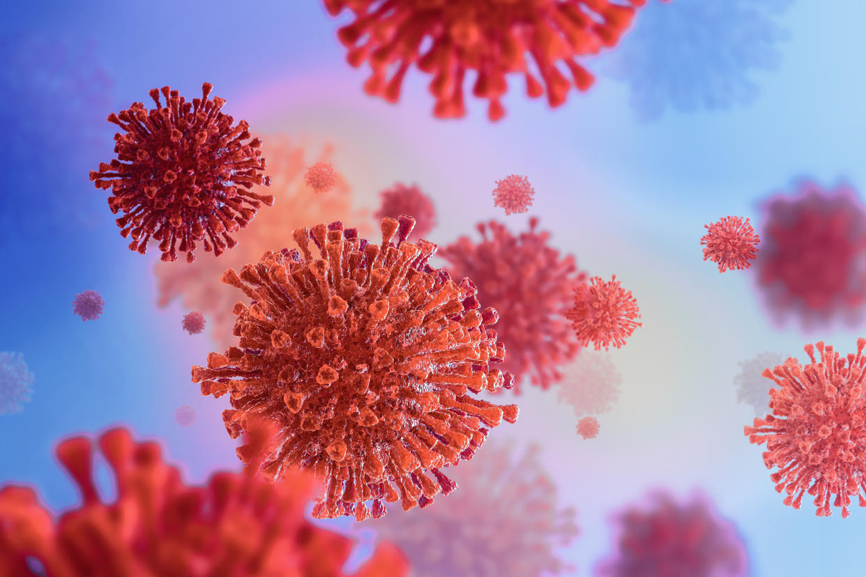 3D illustration of virus / coronavirus / bacteria close-up