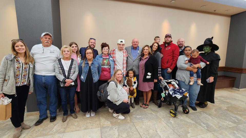 The James family is surrounded by supporters and family Nov. 17 during the National Adoption Day event at the Randall County Courthouse in Canyon.