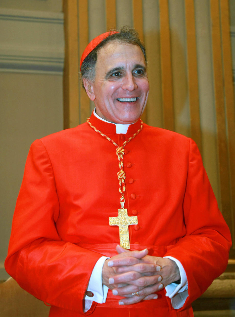 Archbishop of Galveston-Houston, Texas Age: 63  Born: May 23, 1949 in Steubenville, Ohio  Education: Catholic University of America, Duquesne University (Pittsburgh)  Ordained a priest: 1977 in Pittsburgh  Posts held: coadjutor bishop of Sioux City, Iowa (1997-1998); bishop of Sioux City, Iowa (1998-2004); coadjutor archbishop of Galveston-Houston (2004-2006); archbishop of Galveston-Houston (2006-present)  Elevated to cardinal: 2007 by Pope Benedict XVI   US newly appointed cardinal  Daniel DiNardo attends the traditionnal courtesy visit, 24 November 2007 in Vatican. Twenty-three new cardinals knelt before Pope Benedict XVI to accept their birettas, square red hats, during a time-honoured ceremony inducting them into the elite body that advises and elects popes. AFP PHOTO / CHRISTOPHE SIMON (Photo credit should read CHRISTOPHE SIMON/AFP/Getty Images)