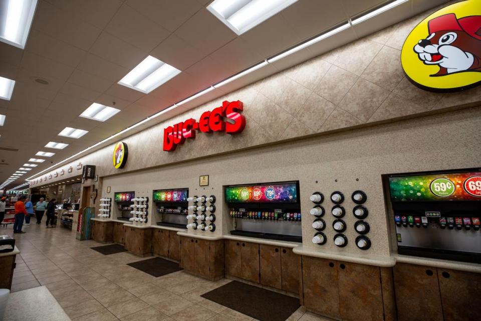 A view of fountain drinks inside a Buc-ee’s, the popular Texas-based chain of large-format travel centers.