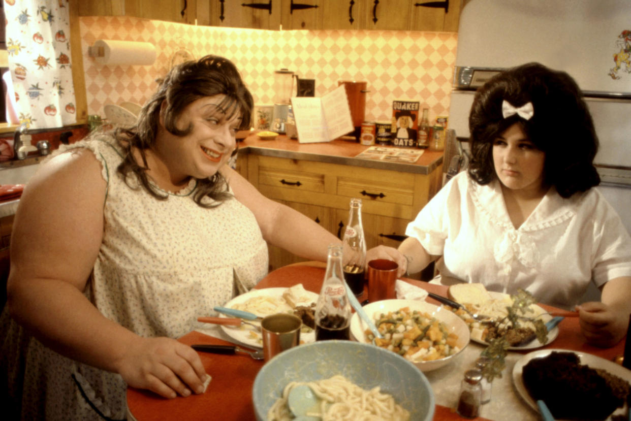 Divine and Ricki Lake as Edna and Tracy Turnblad in Hairspray. (Photo: New Line Cinema/courtesy Everett Collection)