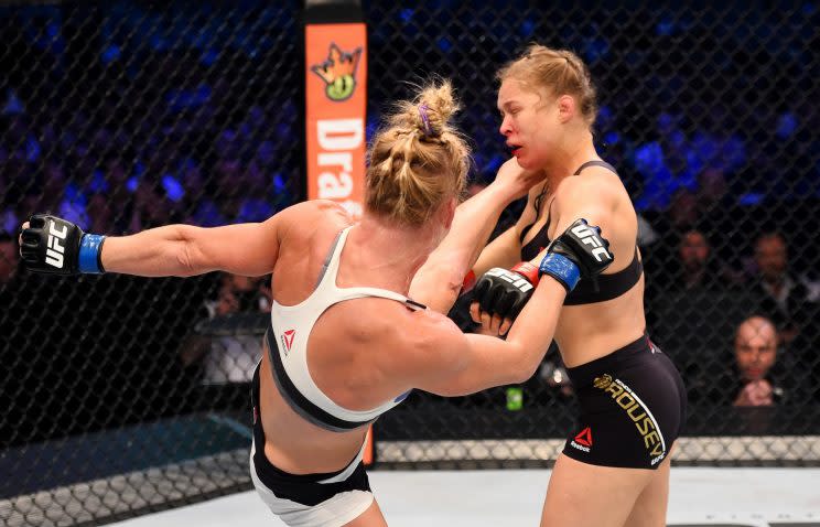 Ronda Rousey will fight on Dec. 30 for the first time since getting knocked out by Holly Holm. (Getty)