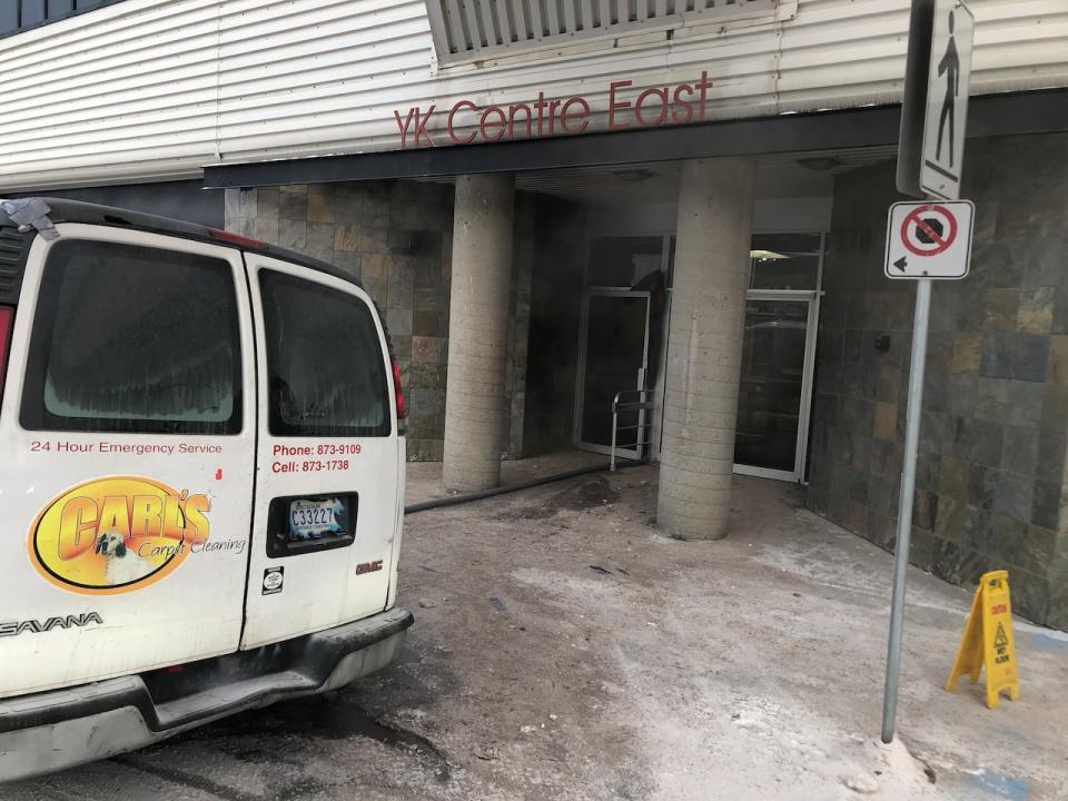 A photo of the incident on Jan. 6 shows flooding closed the Yellowknife primary care clinic.  (Luke Carroll/CBC - image credit)