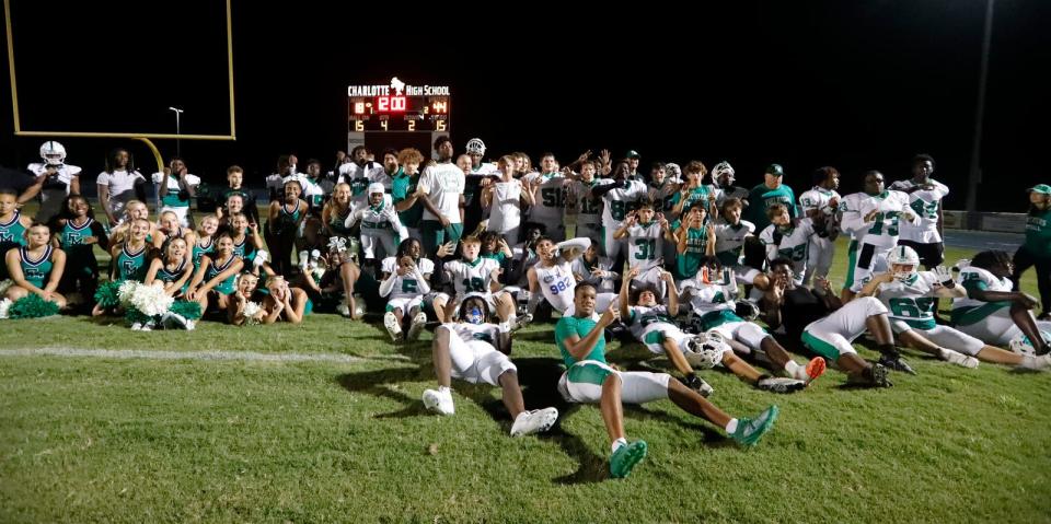 The Fort Myers High School football team defeated Charlotte by a final score of 44-18 on Friday, September 22, 2023. The victory marked a historic 700th win for Fort Myers. 

Ricardo Rolon/USA TODAY NETWORK-FLORIDA