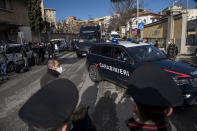 Il furgone refrigerato contenente le dosi di vaccino è arrivato allo Spallanzani di Roma scortato dai Carabinieri. (Photo by Antonio Masiello/Getty Images)