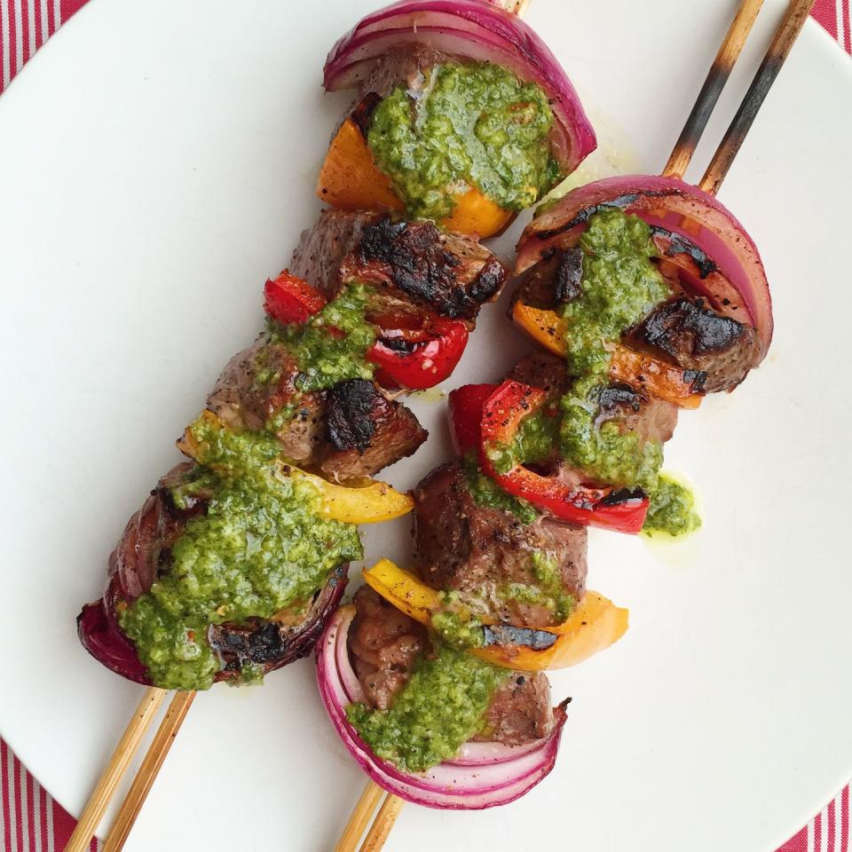 Grilled Steak Skewers with Chimichurri