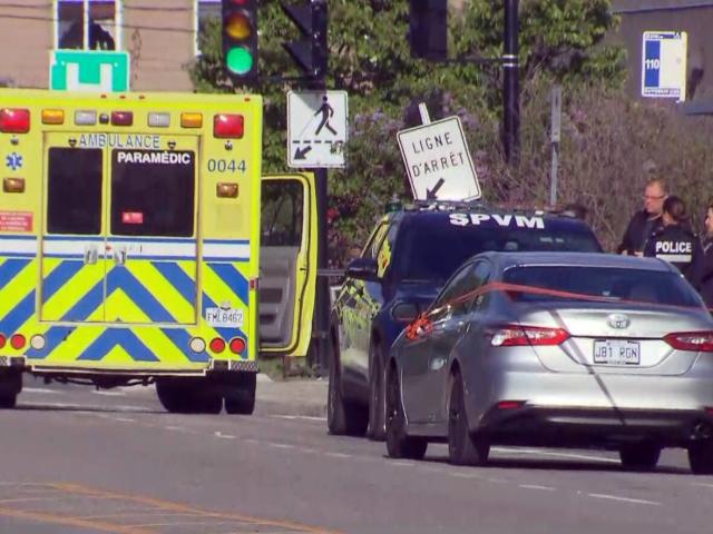 Montreal police say they received a 911 call at around 3:10 p.m. after a pedestrian was hit near the intersection of Saint-Antoine Street and 32nd Avenue on Wednesday.  (Radio-Canada - image credit)