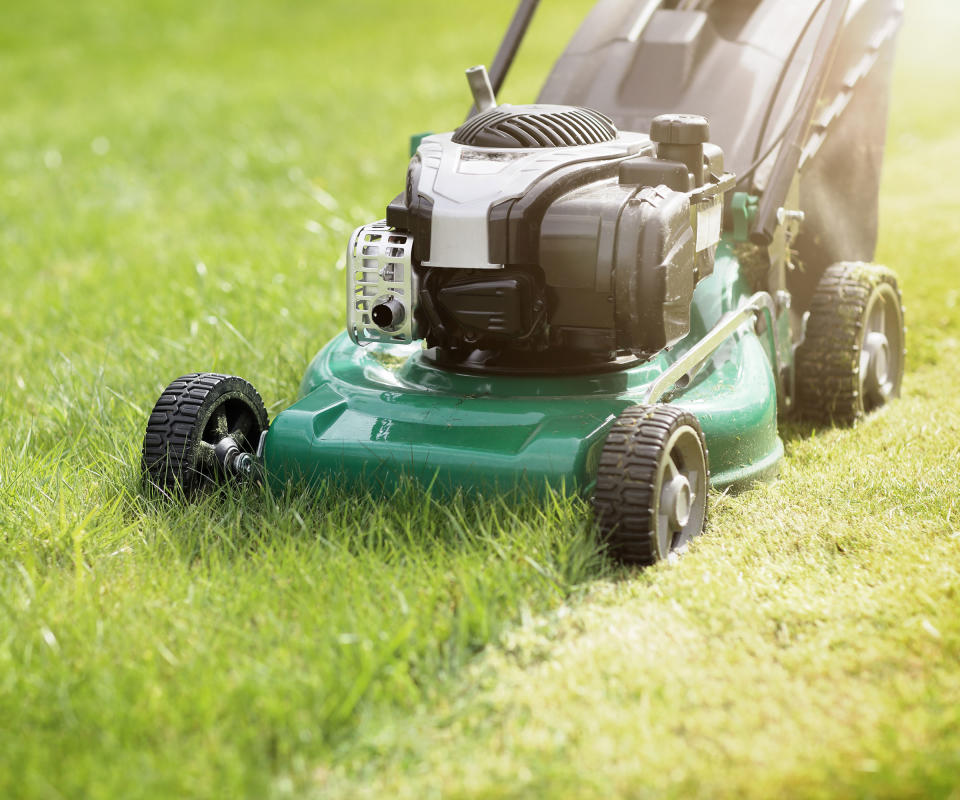 Mowing a lawn