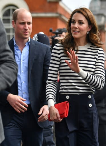 Prince William, seen here with his wife Catherine, Duchess of Cambridge on Tuesday, warned his younger brother Harry that 'the sleep deprivation society that is parenting' awaits him