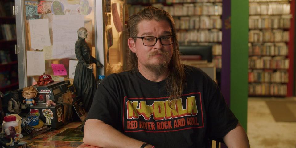 A scene from Tallahassee filmmaker Andre Heizer's short documentary "Keeper of Discs," about Tallahassee's Kevin Cole, who runs Cap City Video Lounge at Railroad Square. The film premieres April 20 at the 2024 Florida Film Festival in Orlando.