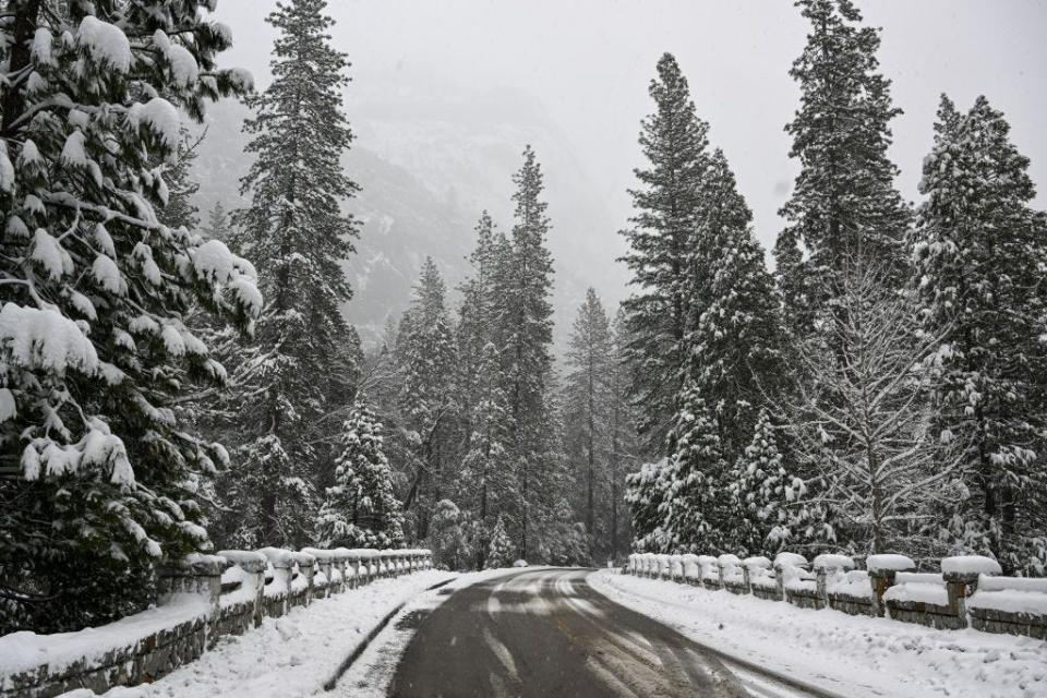 Snow blanked Yosemite National Park in California, United States on February 23, 2023 as winter storm alerted in California.