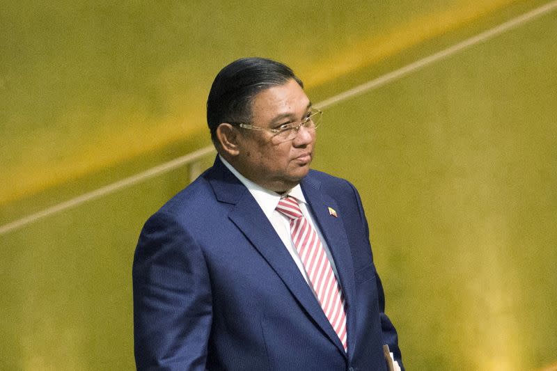 FILE PHOTO: Myanmar's Foreign Minister Lwin arrives to address attendees during the 70th session of the United Nations General Assembly at the U.N. Headquarters in New York