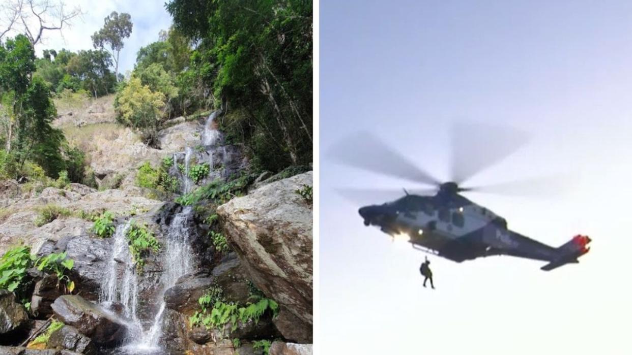 There are grave concerns for a teenage boy after he fell headfirst from a popular waterfall in Queensland. 