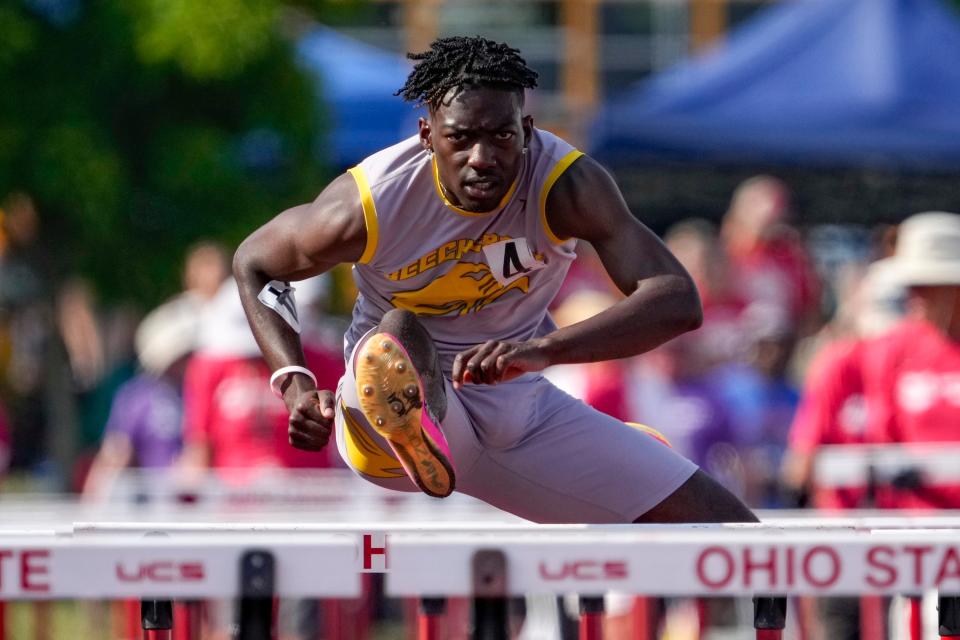 Beechcroft’s Jayden Douglas swept the Division I hurdles titles.