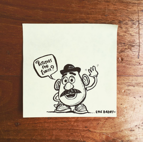 Dad wins at school lunches with illustrated Post-it notes