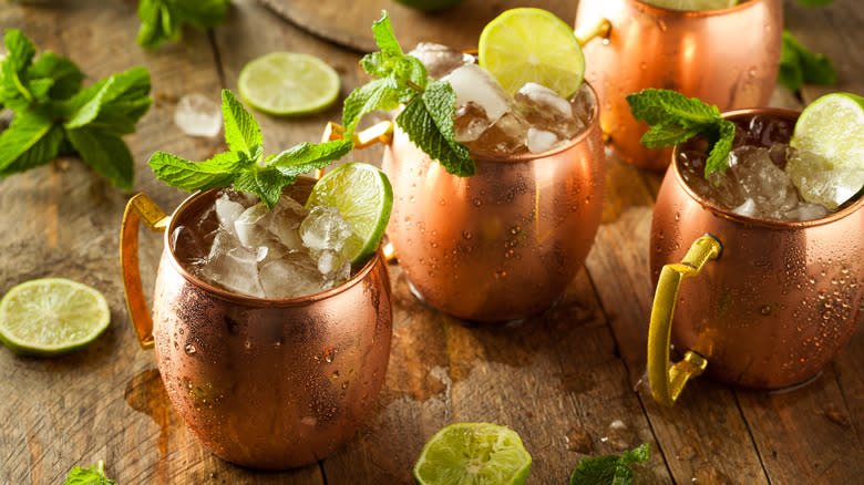 Moscow Mule cocktails on table