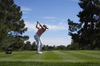 Leona Maguire hits off the second tee during the final round of the LPGA T-Mobile Match Play golf tournament Sunday, April 7, 2024, in North Las Vegas, Nev. (AP Photo/John Locher)