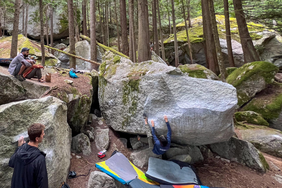 Bouldering in Squamish during the 2022 Arc'teryx Climb Academy