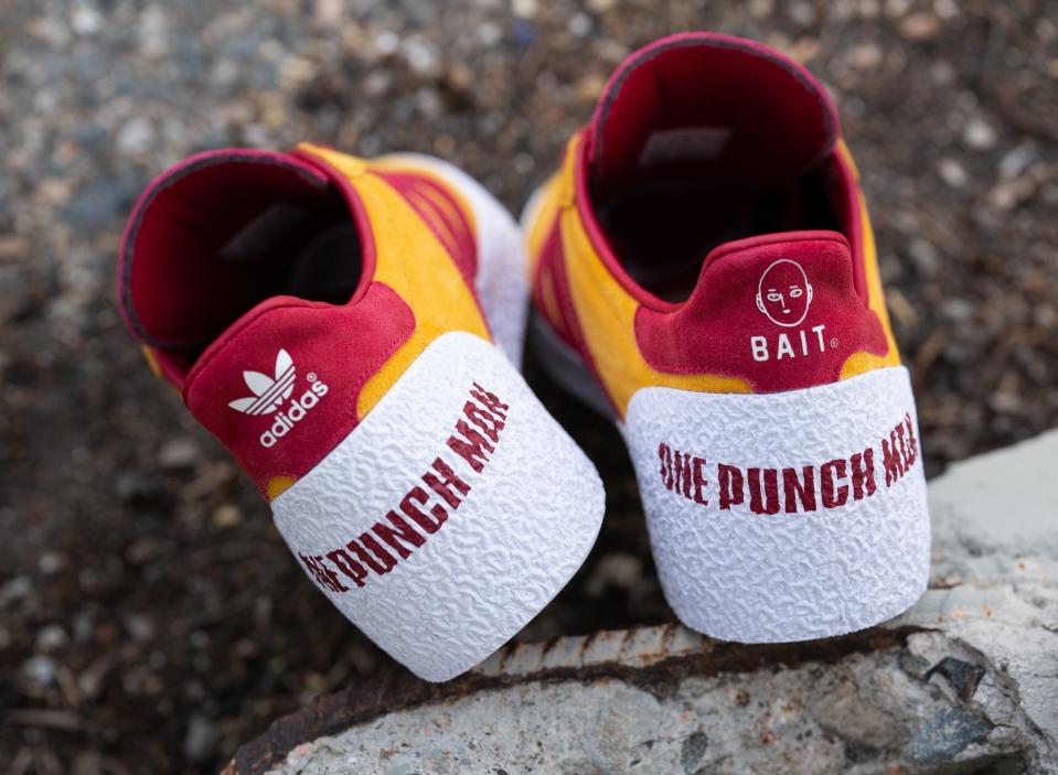 The heel’s view of the Bait x ‘One Punch Man’ Adidas Montreal. - Credit: Courtesy of Bait