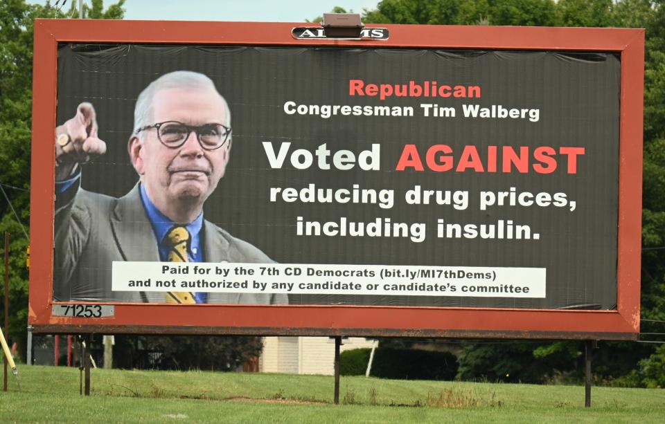 A U.S. 12 billboard at M-86 outside Coldwater takes on Congressman Tim Walberg.