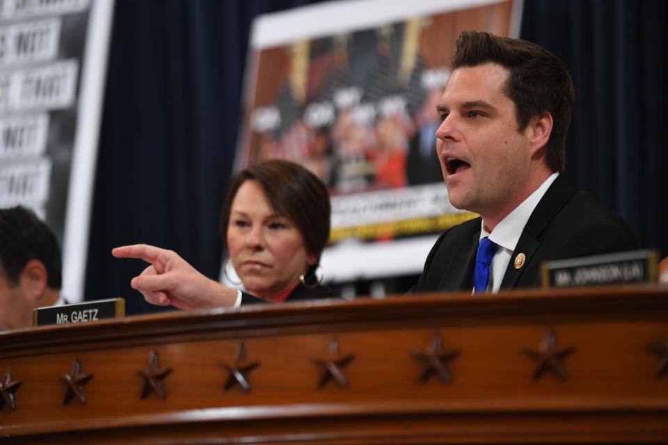 Rep. Matt Gaetz, R-Fla. speaks as the House Judiciary Committee markup of H.Res. 755, Articles of Impeachment Against President Donald J. Trump in Washington, DC on Dec. 12, 2019.