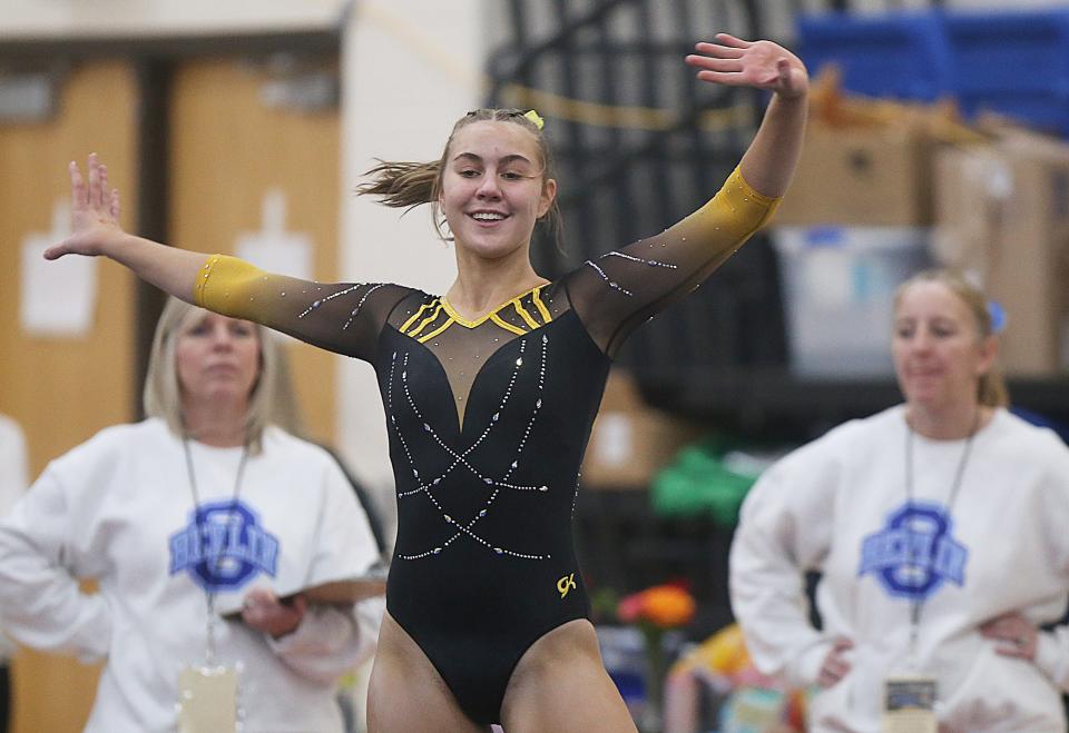 Olentangy Berlin senior Stephanie Balthaser finished 10th in the all-around (36.2) at state last season for the second-best area score. Dublin Jerome's Raegan Ernst, a 2022 graduate, won the title with a 37.6.