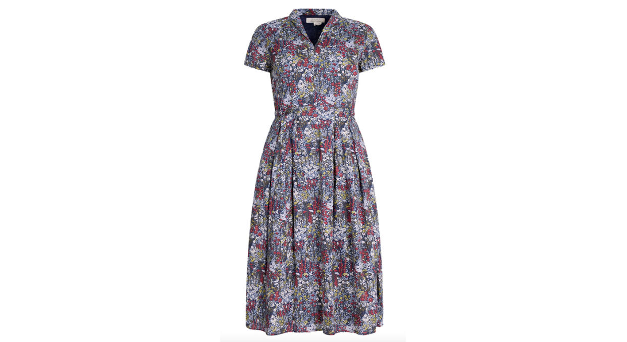 SEASALT CORNWALL Organic Cotton Floral Midaxi Waisted Dress