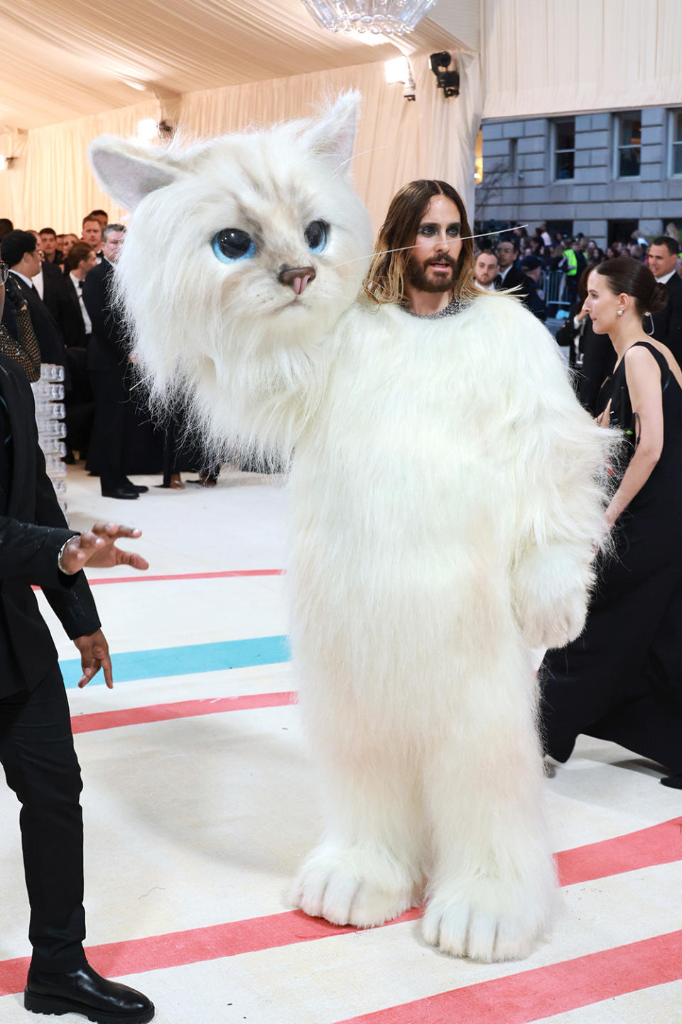 NEW YORK, NEW YORK - MAY 01: Jared Leto, (dressed as Karl Lagerfeld's cat Choupette), attends The 2023 Met Gala Celebrating "Karl Lagerfeld: A Line Of Beauty" at The Metropolitan Museum of Art on May 01, 2023 in New York City. (Photo by Theo Wargo/Getty Images for Karl Lagerfeld)