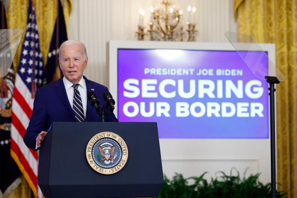 President Joe Biden delivers remarks on an executive order limiting asylum in the East Room of the White House on June 4. (Getty Images)