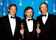 <b>Spielberg leaves them no choice</b><br><br> You’d need most of your fingers to count the number of films Spielberg has deserved an Oscar for but the Academy were only interested in the ones set during World War 2. The first was ‘Schindler’s List’ which won him the top prizes for Best Picture and Director. Here he’s celebrating with legends Harrison Ford and Clint Eastwood.