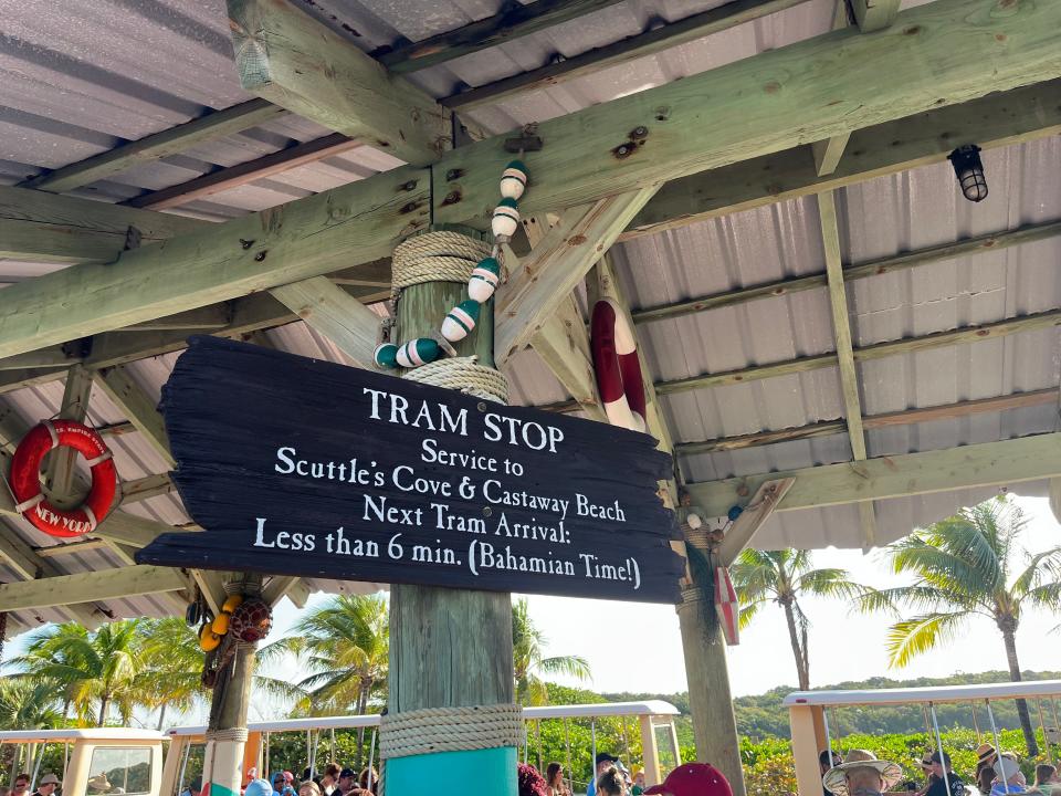 Tram stop at Castaway Cay 