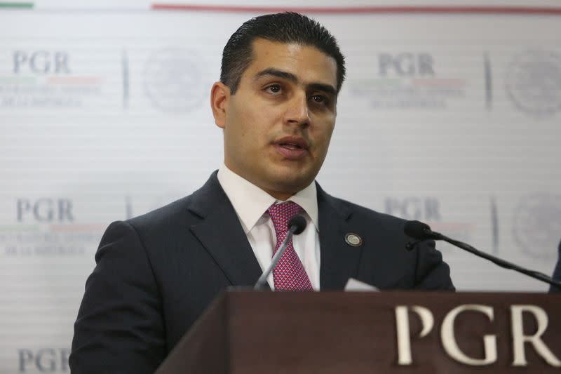 FILE PHOTO: Omar Hamid Garcia Harfuch, Director in chief of the Federal Bureau of Investigation of the Attorney General's Office (PGR) speaks during a news conference in Mexico City