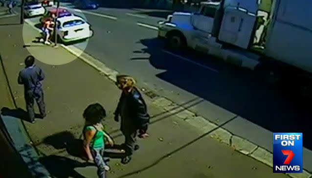 People walking past looked on in shock as Mulligan delivered four ruthless punches. Photo: 7 News