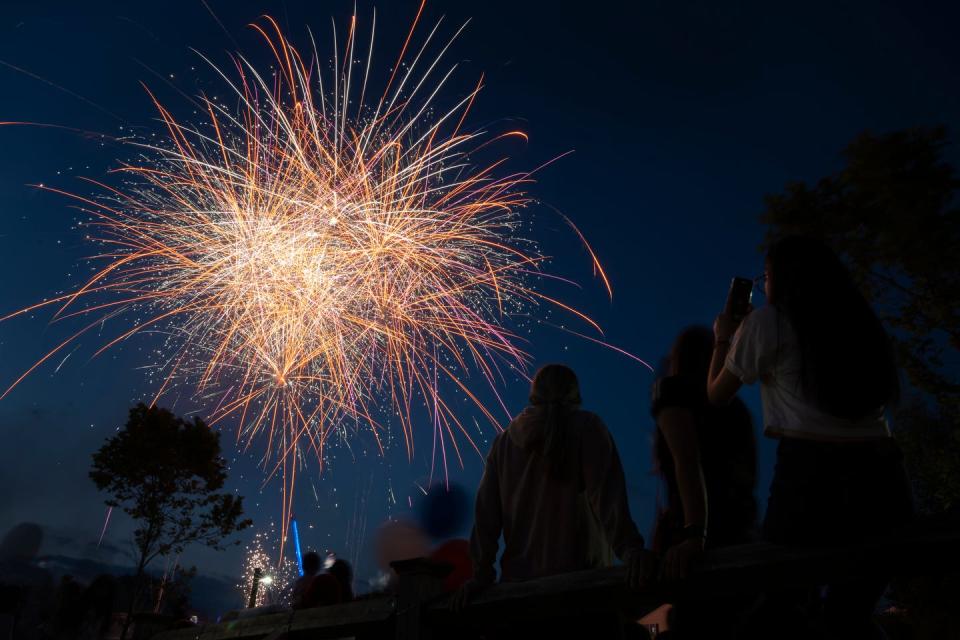 Central Falls' Fourth of July fireworks display, held at Veterans Memorial Park on Thursday. Commercial fireworks displays require a permit from the state fire marshal's office, applied for 15 days before the show.