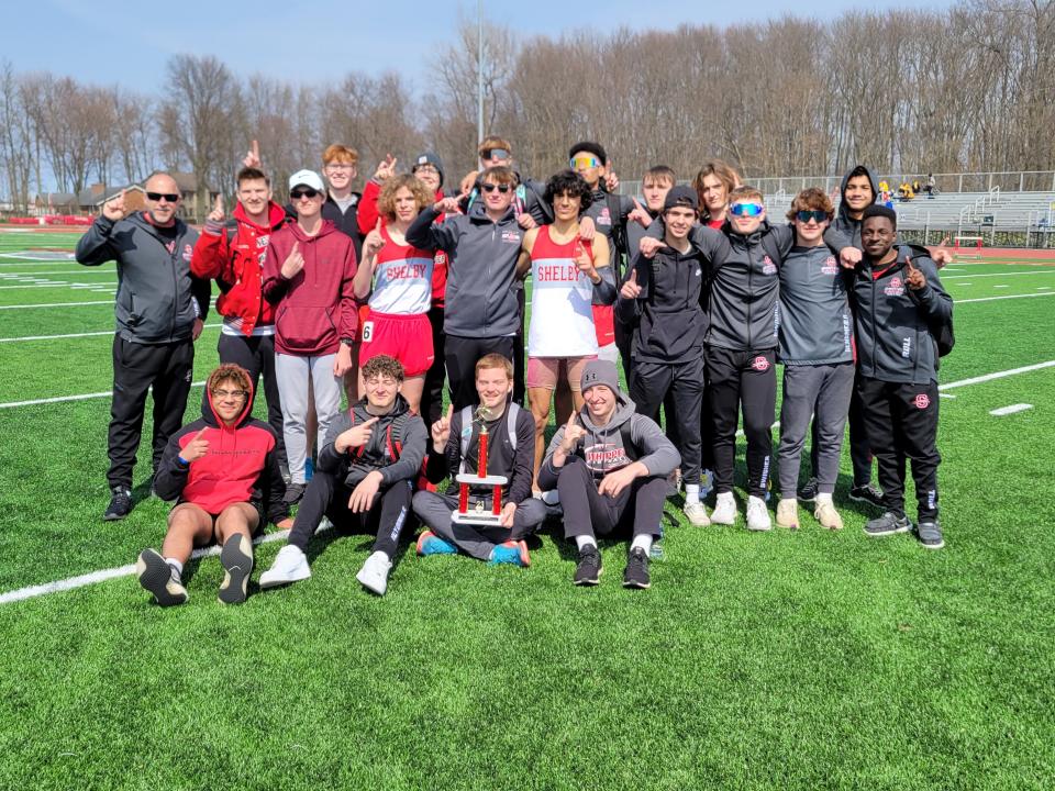 The Shelby boys team took first place at their home track invitational on Saturday afternoon in Shelby.