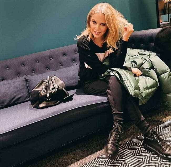 Kylie Minogue on the sofa