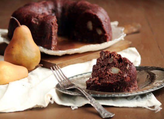 <strong>Get the <a href="http://www.pastryaffair.com/blog/2011/10/9/pear-almond-chocolate-spice-cake.html" target="_hplink">Pear and Almond Chocolate Spice Bundt Cake recipe</a> from Pastry Affair</strong>