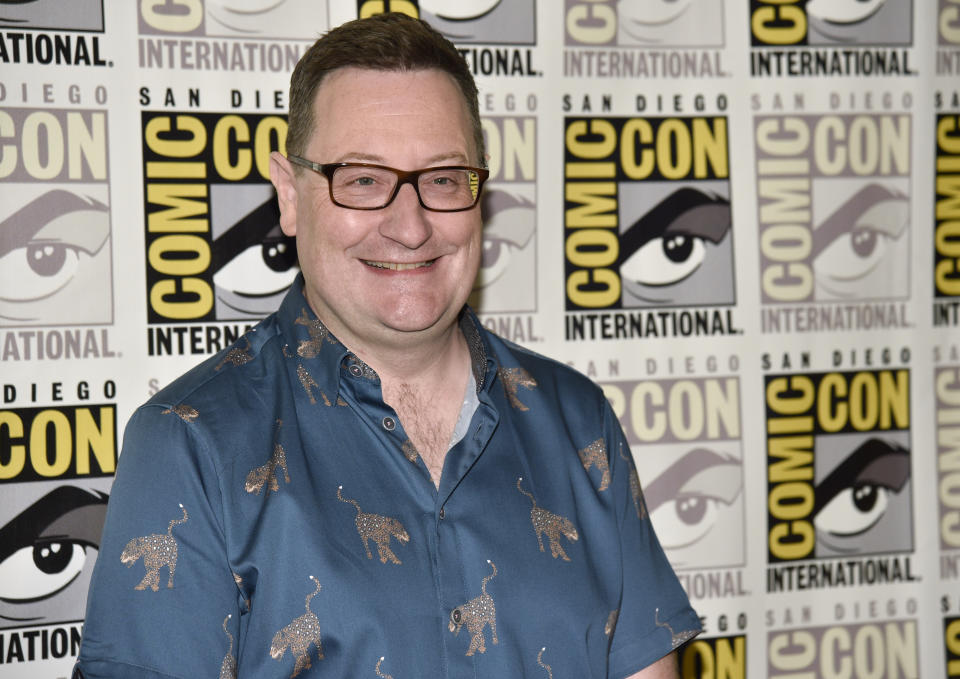 Chris Chibnall arrives at the "Doctor Who" press line on day one of Comic-Con International on Thursday, July 19, 2018, in San Diego. (Photo by Chris Pizzello/Invision/AP)