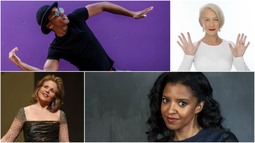 Clockwise, from top: Lil Buck, Helen Mirren, Renee Elise Goldsberry and Renee Fleming.