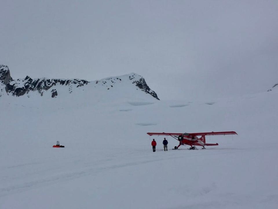 Flying on a small plane in Alaska.