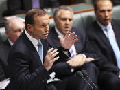 <p>Tony Abbott attacks the Labor party during Question Time in Parliament.</p>