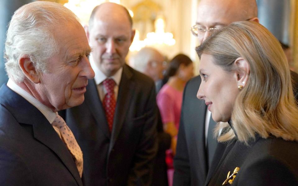 King Charles with First Lady Olena Zelenska at Buckingham Palace