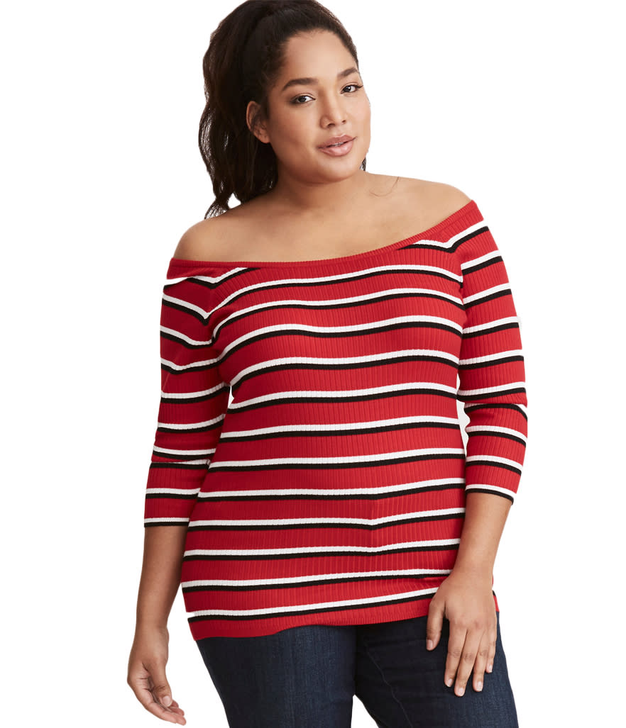 Torrid Striped Ribbed Knit Sweater