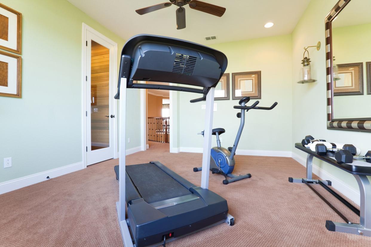 fitness exercise room in an upscale American home