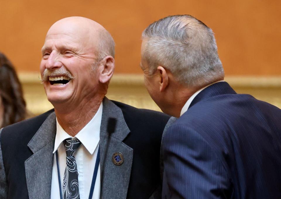 Rep. Scott Chew, R-Jensen, laughs on the first day of the general legislative session in the House chamber at the Capitol in Salt Lake City on Tuesday, Jan. 16, 2024. | Kristin Murphy, Deseret News