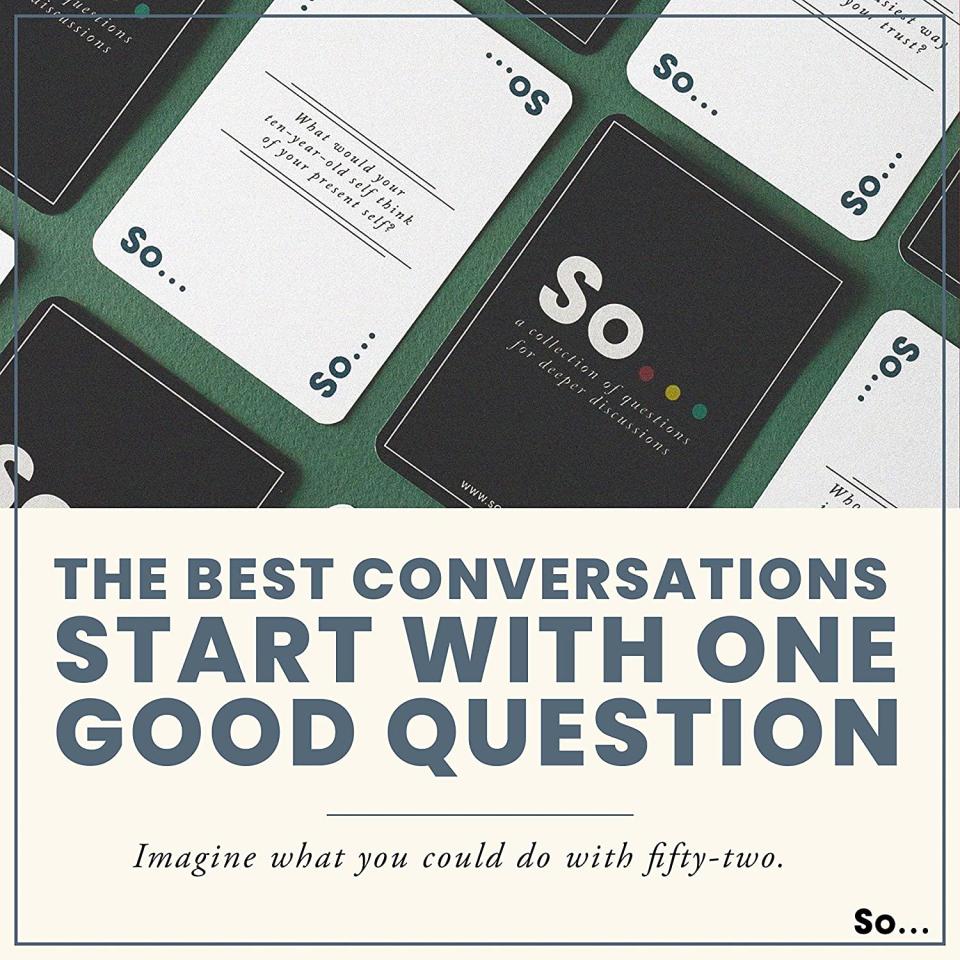 The best conversations start with 1 good question, here are 52. (Photo: Amazon)