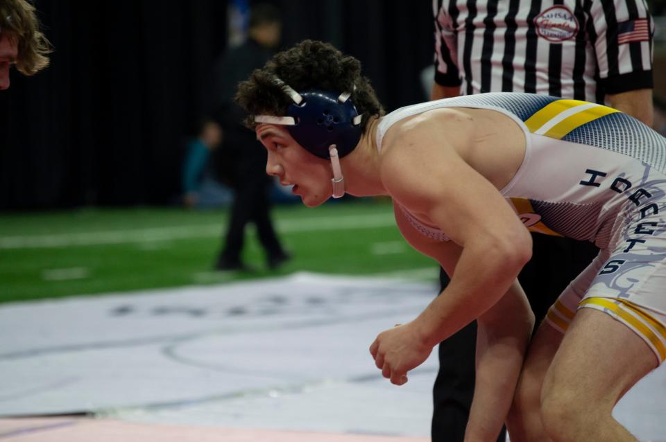Hillsdale junior Stephen Petersen (pictured here at the 2021-22 State Finals at Ford Field).