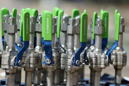 Water valves are seen as construction continues on the Western Hemisphere's largest seawater desalination plant in Carlsbad, California, April 14, 2015. REUTERS/Mike Blake