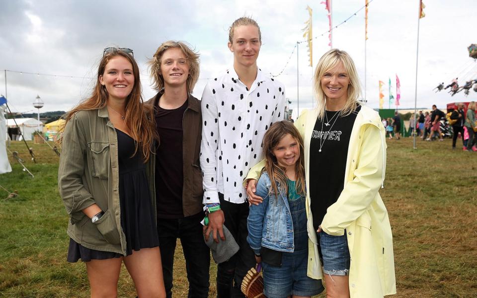 Jo with her festival-loving children India, Cassius, Jude and Coco, in 2016 -  Getty Images