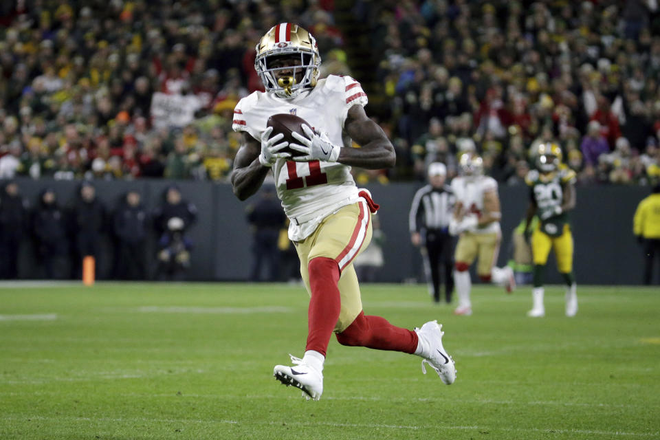 San Francisco 49ers wide receiver Marquise Goodwin is officially the fastest player in the NFL after winning the "40 Yards of Gold" sprinting competition on Saturday night.